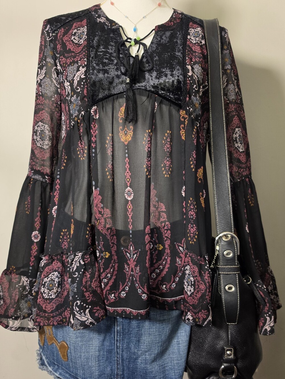 Knox Rose Abstract Print See Through Blouse